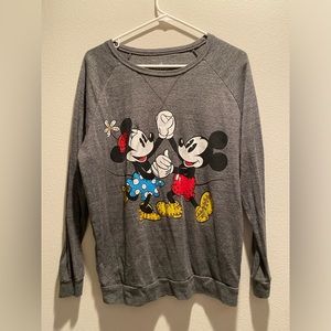 Vintage Disney Parks Dancing Minnie & Mickey Mouse Rhinestone Long Sleeve Top